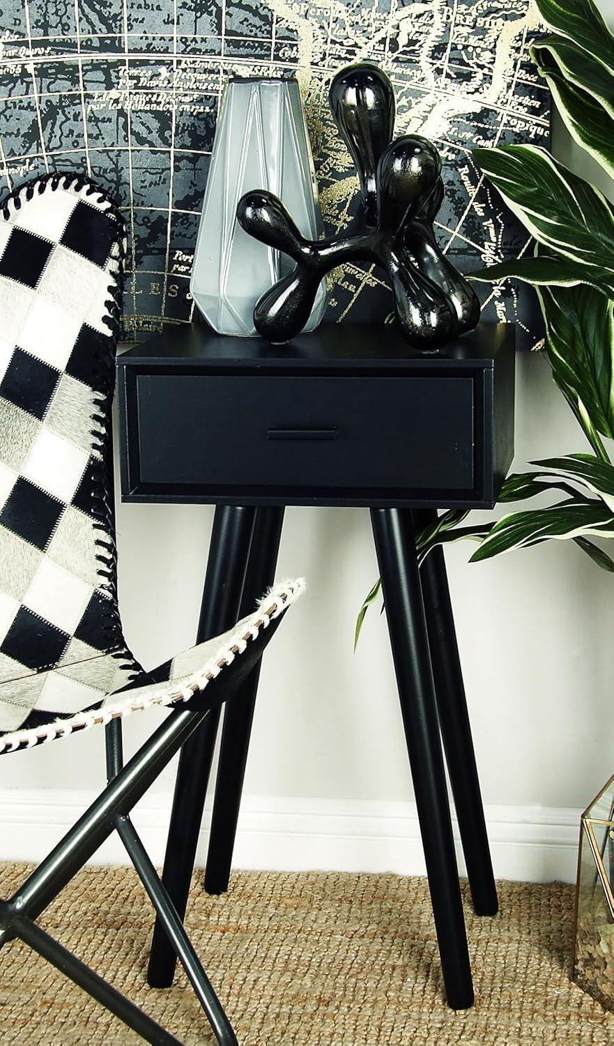 imageDeco 79 Wood Side End Accent Table Single Drawer End Table Side Table 16quot x 13quot x 28quot BlackBlack