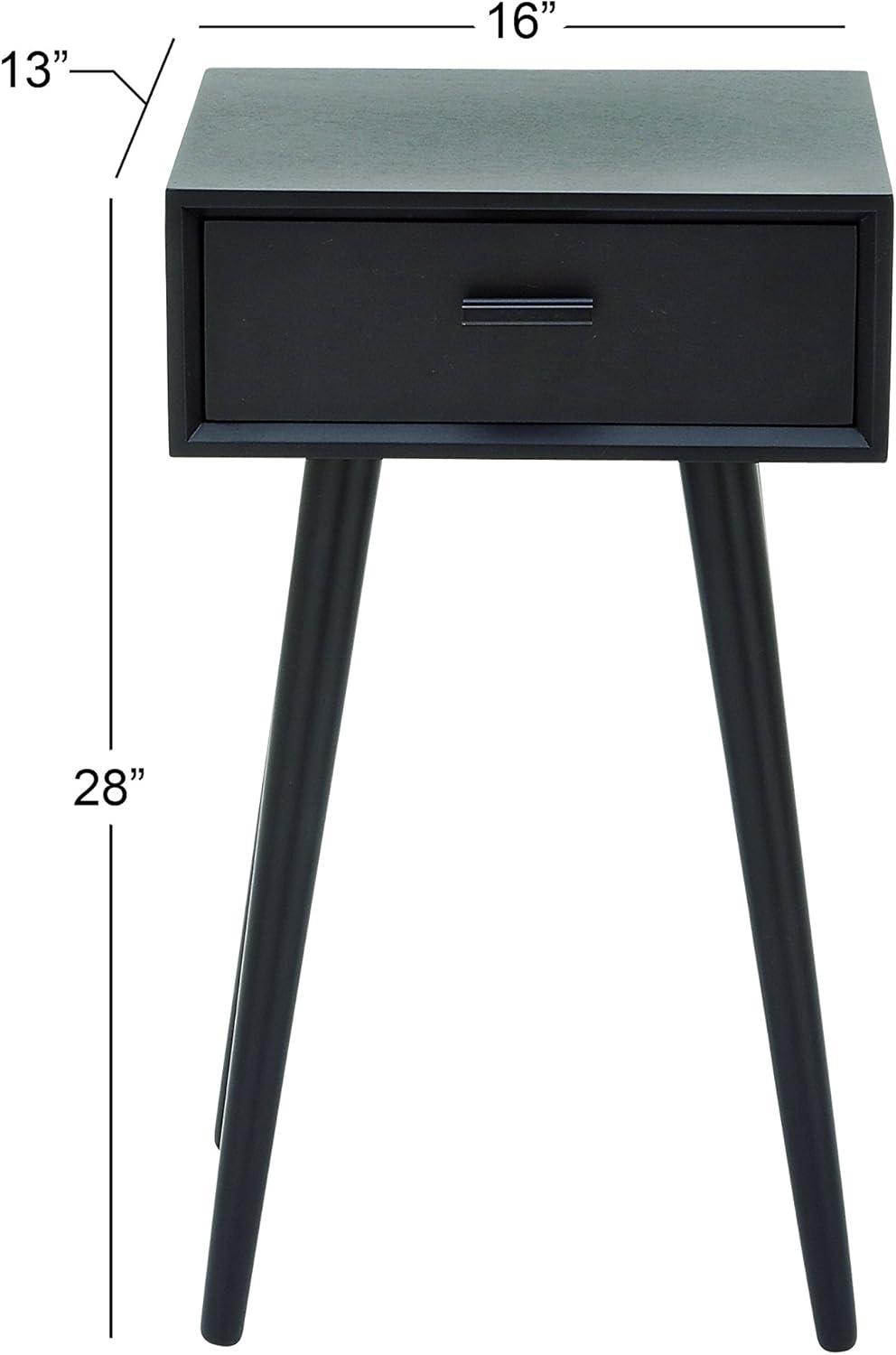 imageDeco 79 Wood Side End Accent Table Single Drawer End Table Side Table 16quot x 13quot x 28quot BlackBlack