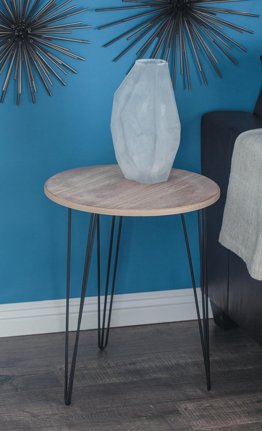 imageDeco 79 Wooden Side End Accent Table End Table with Black Metal Hairpin Legs Side Table 18quot x 18quot x 22quot Brown