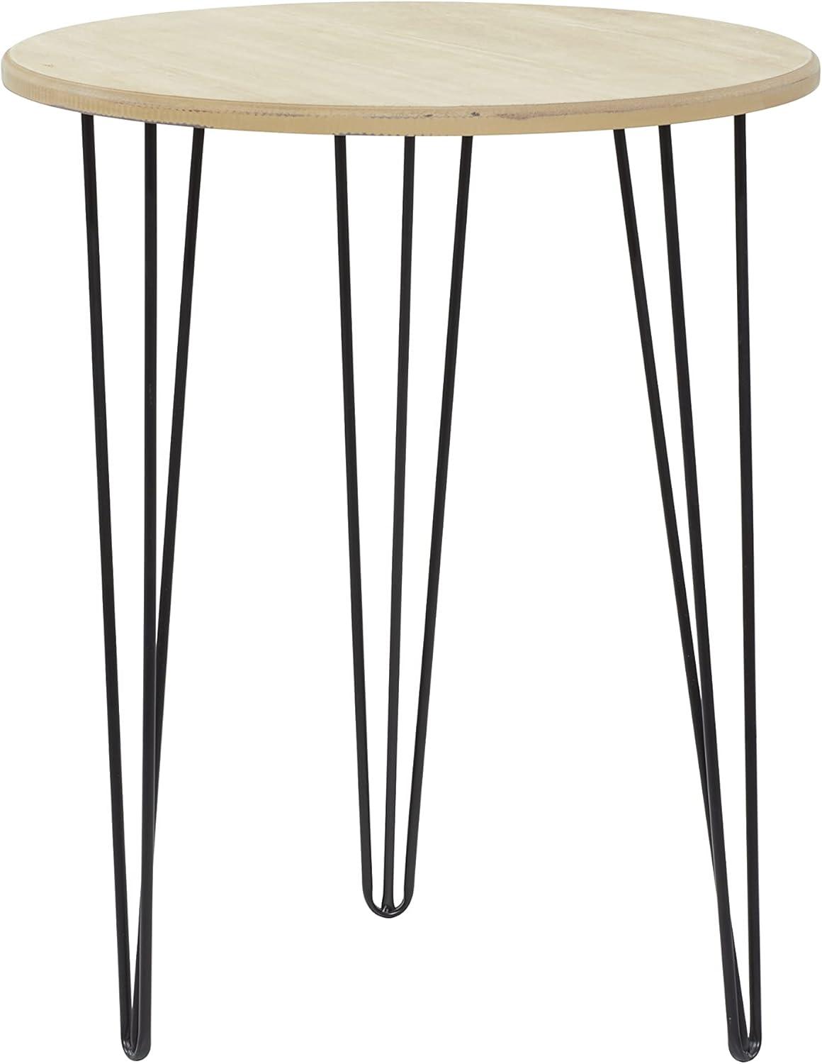 imageDeco 79 Wooden Side End Accent Table End Table with Black Metal Hairpin Legs Side Table 18quot x 18quot x 22quot Brown