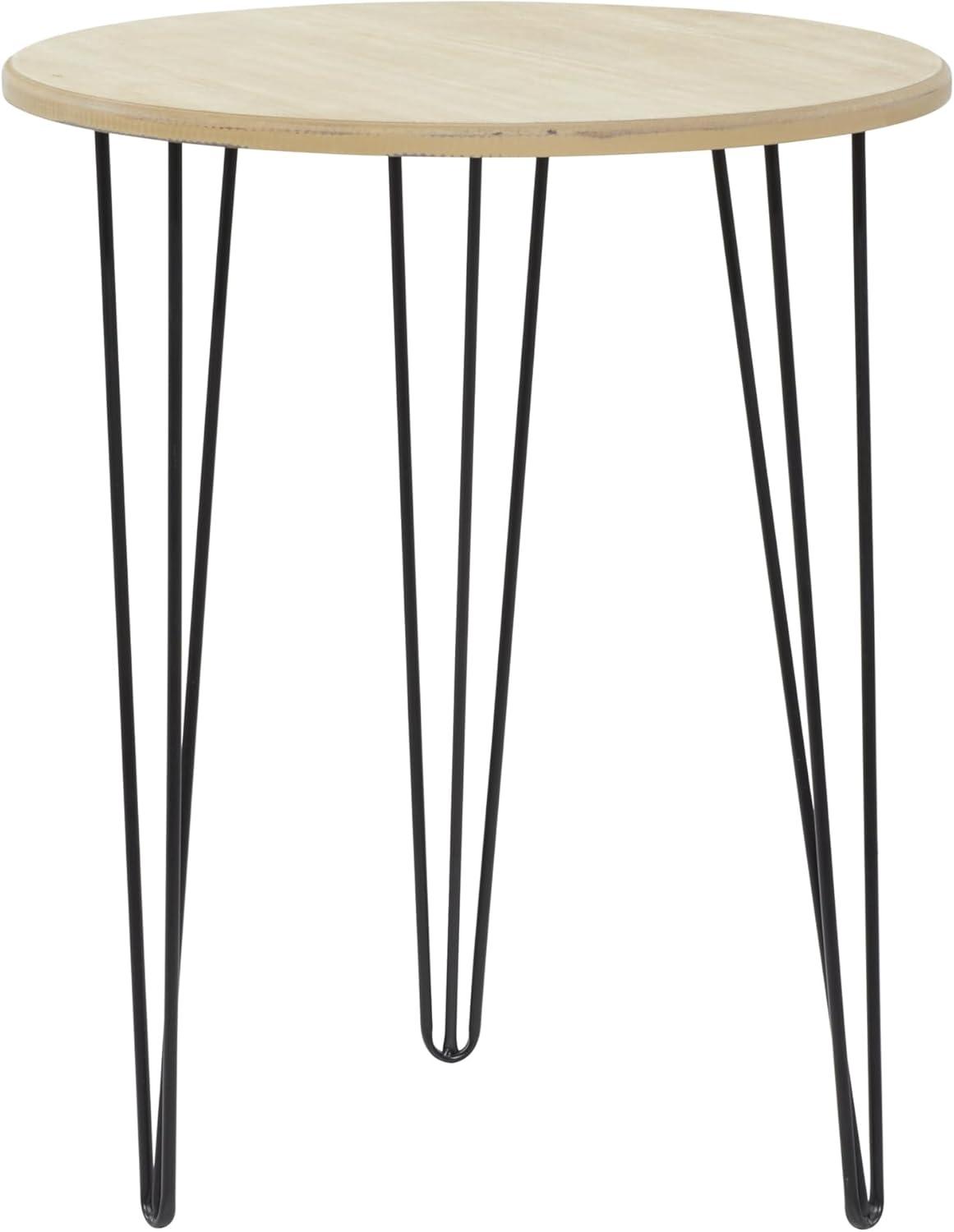 imageDeco 79 Wooden Side End Accent Table End Table with Black Metal Hairpin Legs Side Table 18quot x 18quot x 22quot Brown