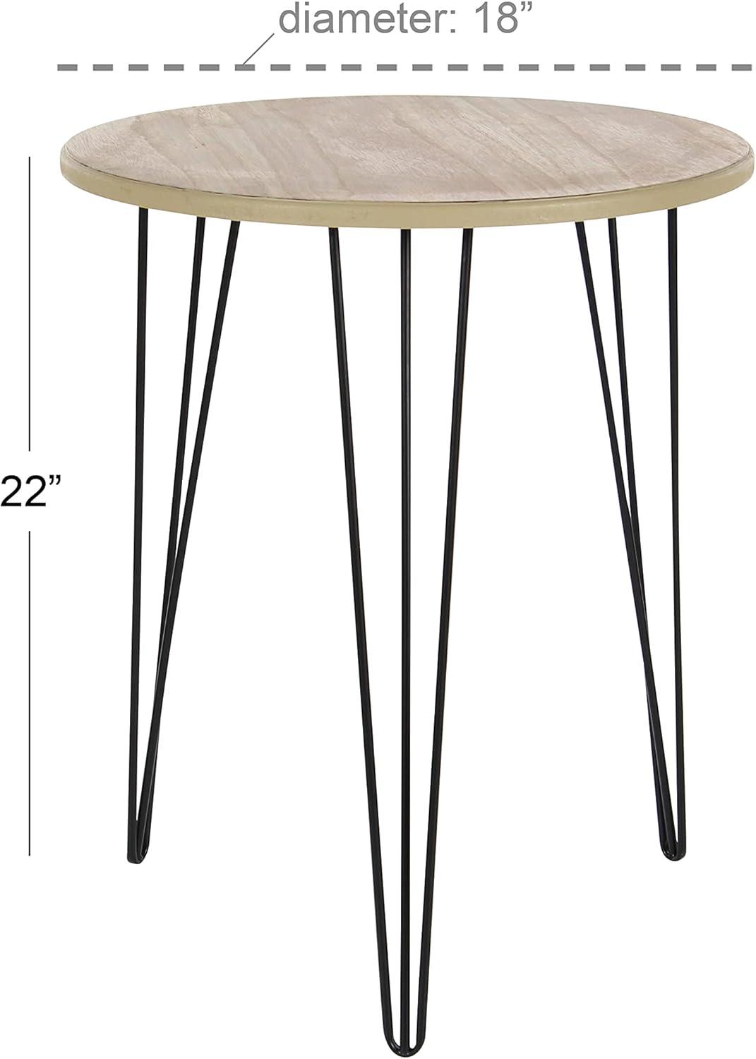 imageDeco 79 Wooden Side End Accent Table End Table with Black Metal Hairpin Legs Side Table 18quot x 18quot x 22quot Brown