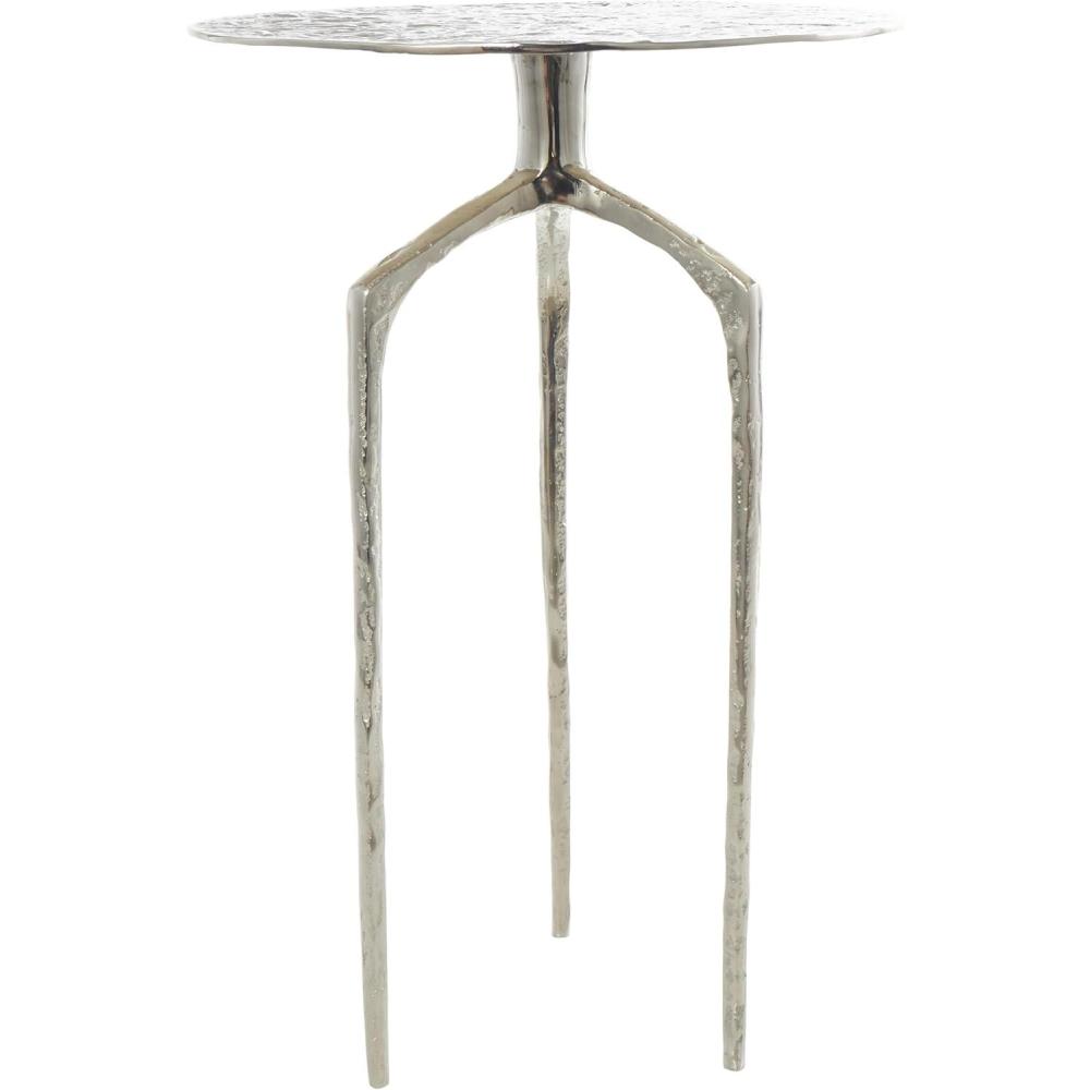 imageDeco 79 Aluminum Metal Geometric Side End Accent Table Slim Textured End Table Side Table 15quot x 15quot x 22quot GraySilver