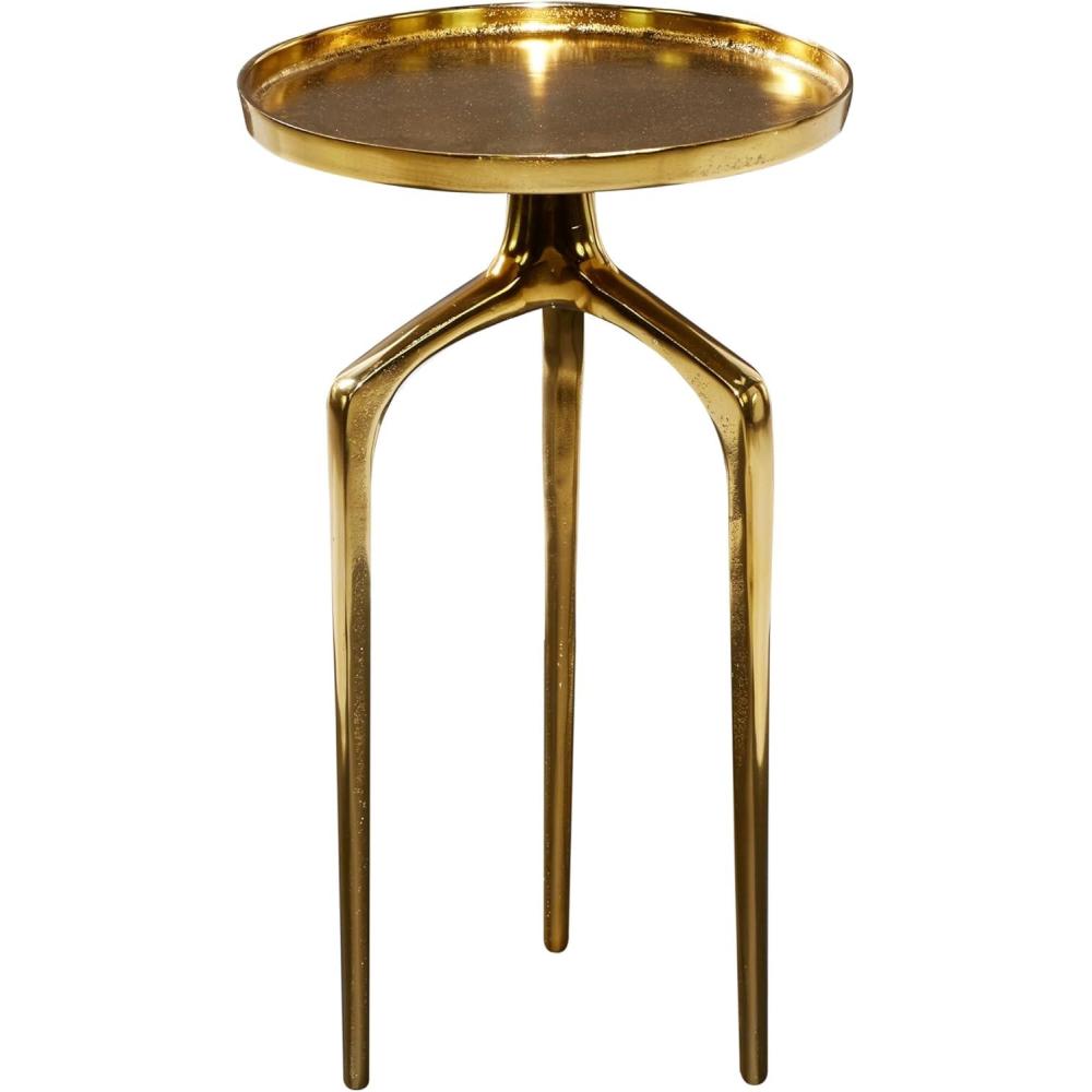 imageDeco 79 Aluminum Metal Side End Accent Table Tray Inspired Top End Table with 3 Tripod Legs Side Table 13quot x 13quot x 22quot GoldGold