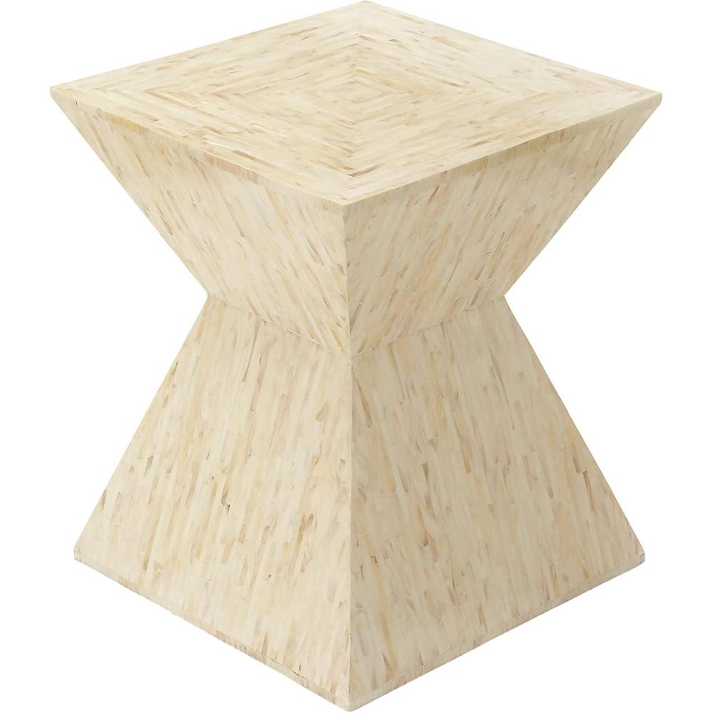 imageDeco 79 Mother of Pearl Shell Handmade Side End Accent Table Hourglass Shaped End Table Side Table 16quot x 16quot x 19quot BeigeBeige