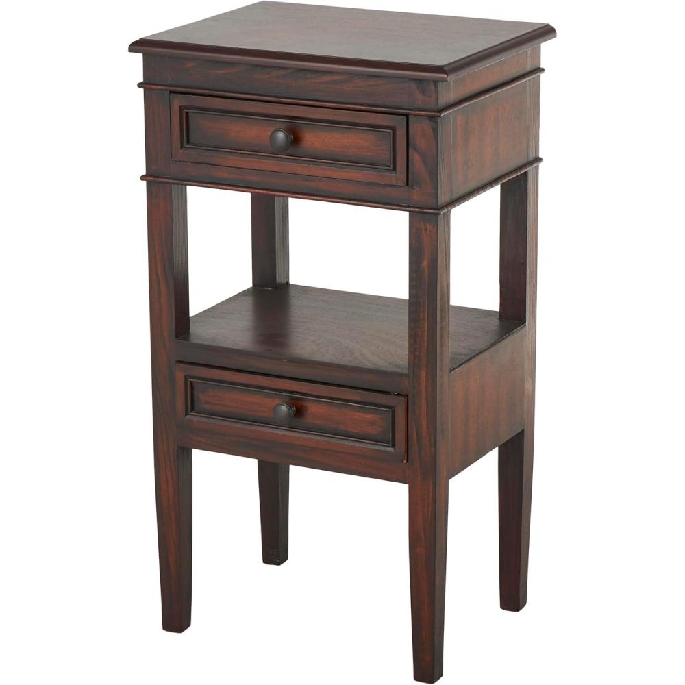 imageDeco 79 Wood Side End Accent Table 2 Drawers and 1 Shelf End Table Side Table 16quot x 12quot x 29quot BrownBrown