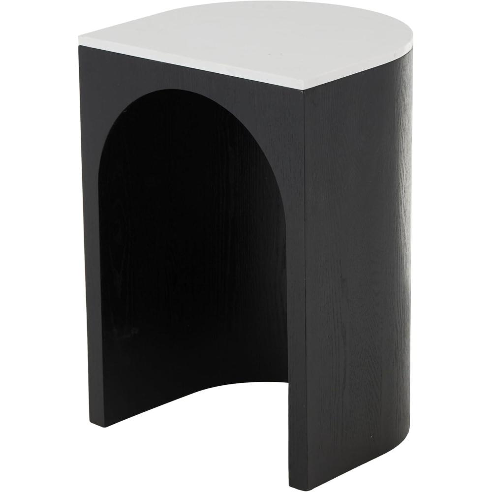 imageDeco 79 Wood Side End Accent Table Cutout Arch End Table with White Marble Tabletop Side Table 16quot x 14quot x 23quot Black