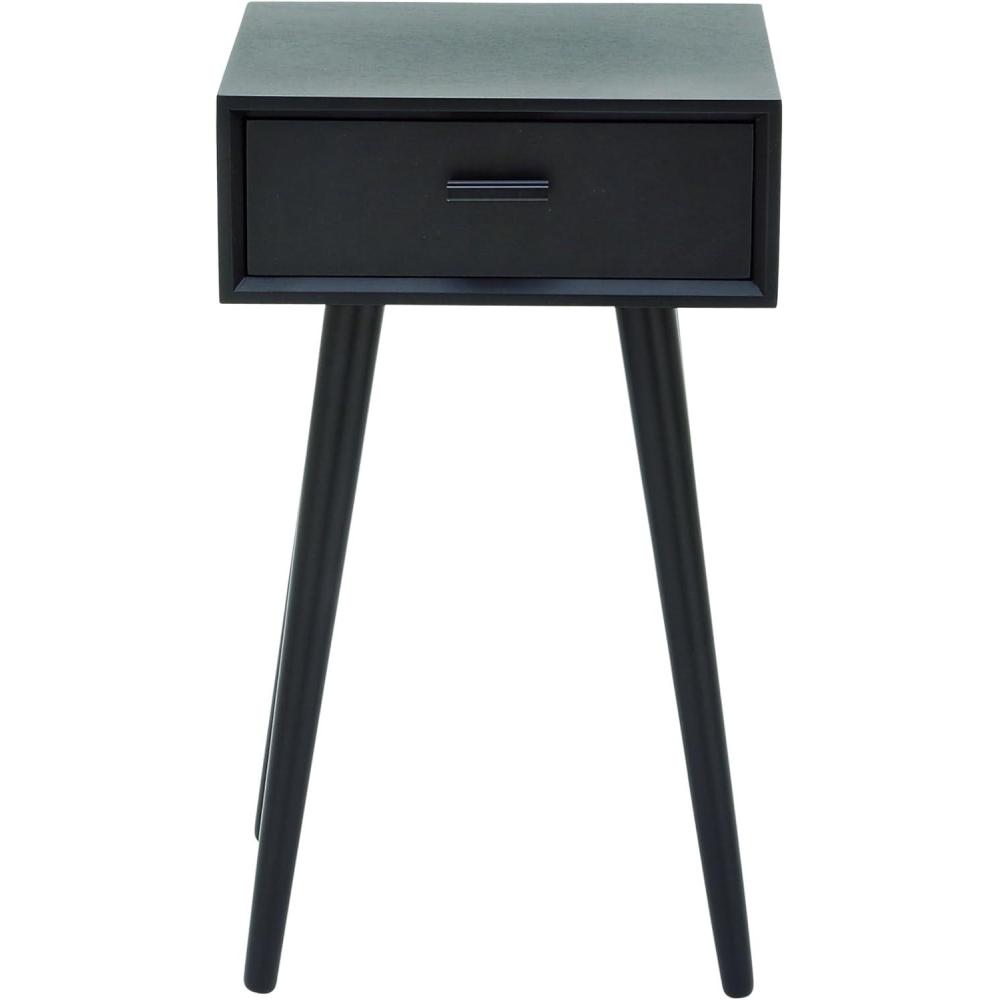 imageDeco 79 Wood Side End Accent Table Single Drawer End Table Side Table 16quot x 13quot x 28quot BlackBlack