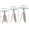 imageDeco 79 Aluminum Metal Leaf Side End Accent Table End Table with Tripod Legs and Tempered Glass Top Set of 3 Side Table 24quot 23quot 20quot H Silver