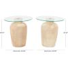 imageDeco 79 Magnesium Oxide Side End Accent Table End Table with Glass Tabletop Set of 2 Side Table 20quot W 20quot H Beige