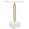 imageDeco 79 Marble Side End Accent Table Round End Table with Gold Metal Rod and Base Side Table 14quot x 14quot x 22quot WhiteWhite