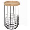 imageDeco 79 Metal Side End Accent Table End Table with Brown Wood Top and Wire Basket Storage Side Table 16quot x 16quot x 26quot Black
