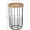 imageDeco 79 Metal Side End Accent Table End Table with Brown Wood Top and Wire Basket Storage Side Table 16quot x 16quot x 26quot Black