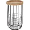 imageDeco 79 Metal Side End Accent Table End Table with Brown Wood Top and Wire Basket Storage Side Table 16quot x 16quot x 26quot Black