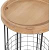 imageDeco 79 Metal Side End Accent Table End Table with Brown Wood Top and Wire Basket Storage Side Table 16quot x 16quot x 26quot Black