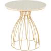 imageDeco 79 Metal Side End Accent Table Flower Inspired End Table with Cream Marble Tabletop Side Table 24quot x 24quot x 25quot Gold