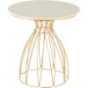 imageDeco 79 Metal Side End Accent Table Flower Inspired End Table with Cream Marble Tabletop Side Table 24quot x 24quot x 25quot Gold