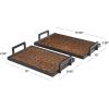 imageDeco 79 Wood Handmade Carved Pebbled Bottom Tray with Black Handles Set of 2 17quot 15quot W BrownBrown