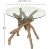imageDeco 79 Wood Handmade Side End Accent Table Tree Branch End Table with Clear Glass Top Side Table 24quot x 16quot x 20quot Brown