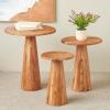 imageDeco 79 Wood Side End Accent Table End Table with Natural Wood Grains and Cone Shaped Bases Set of 3 Side Table 24quot 20quot 18quot H Brown