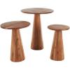 imageDeco 79 Wood Side End Accent Table End Table with Natural Wood Grains and Cone Shaped Bases Set of 3 Side Table 24quot 20quot 18quot H Brown