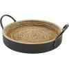 imageDeco 79 Wooden Living Room Decor Tray Coiled Oval Ottoman Tray with Black Metal Handles Set of 2 Serving Tray 23quot 8quot W BrownBlack