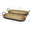 imageDeco 79 Wooden Living Room Decor Tray Coiled Oval Ottoman Tray with Black Metal Handles Set of 2 Serving Tray 23quot 8quot W BrownBrown
