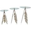 imageDeco 79 Aluminum Metal Leaf Side End Accent Table End Table with Tripod Legs and Tempered Glass Top Set of 3 Side Table 24quot 23quot 20quot H Silver