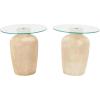 imageDeco 79 Magnesium Oxide Side End Accent Table End Table with Glass Tabletop Set of 2 Side Table 20quot W 20quot H Beige