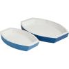 imageDeco 79 Wood Boat Handmade Distressed Two Toned Tray Set of 2 17quot 13quot W Blue