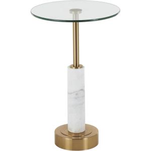 imageDeco 79 Marble Side End Accent Table Round End Table with Gold Metal Rod and Base Side Table 14quot x 14quot x 22quot WhiteWhite