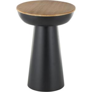 imageDeco 79 Metal Handmade Side End Accent Table Pedestal End Table with Brown Wood Tabletop Side Table 15quot x 15quot x 21quot BlackSide Table 15 x 15 x 21