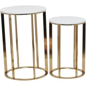 imageDeco 79 Metal Side End Accent Table End Table with Marble Top Set of 2 Side Table 24quot 20quotH GoldSet of 2 Side Table 24  20H