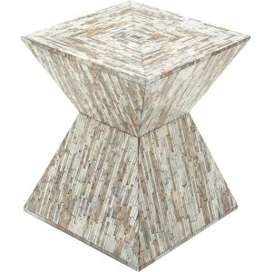 imageDeco 79 Mother of Pearl Shell Handmade Side End Accent Table Hourglass Shaped End Table Side Table 16quot x 16quot x 19quot BeigeGrey