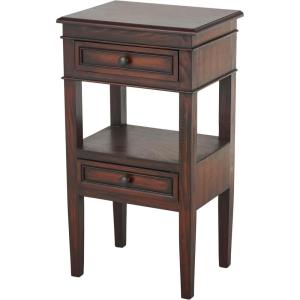 imageDeco 79 Wood Side End Accent Table 2 Drawers and 1 Shelf End Table Side Table 16quot x 12quot x 29quot BrownBrown