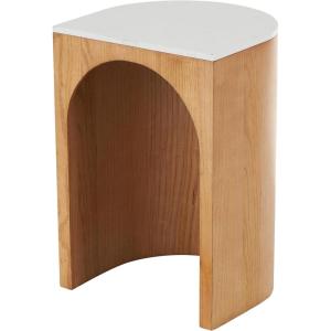 imageDeco 79 Wood Side End Accent Table Cutout Arch End Table with White Marble Tabletop Side Table 16quot x 14quot x 23quot Brown