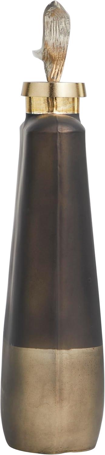 imageDeco 79 Glass Abstract Living Room Decorative Jars Colorblock Decorative Container with Gold Accents and Silver Wave Designed Top Jar with Lid 7quot x 4quot x 16quot Bronze