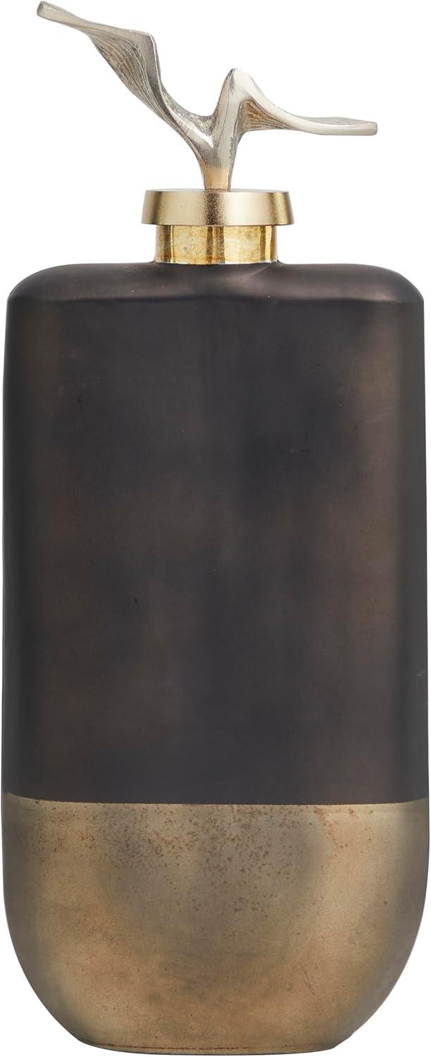 imageDeco 79 Glass Abstract Living Room Decorative Jars Colorblock Decorative Container with Gold Accents and Silver Wave Designed Top Jar with Lid 7quot x 4quot x 16quot Bronze