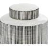 imageCosmoLiving by Cosmopolitan Ceramic Living Room Decorative Jars Striped Decorative Container Set of 2 Jar with Lid 13quot 11quotH White