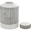 imageCosmoLiving by Cosmopolitan Ceramic Living Room Decorative Jars Striped Decorative Container Set of 2 Jar with Lid 13quot 11quotH White