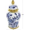 imageDeco 79 Ceramic Floral Living Room Decorative Jars Decorative Container with Cream and Gold Accents Jar with Lid 7quot x 7quot x 14quot BlueSMALL SIZE