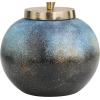 imageDeco 79 Glass Abstract Living Room Decorative Jars Galaxy Inspired Decorative Container with Gold Wave Designed Top Jar with Lid 9quot x 9quot x 11quot Blue