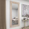 imageDeco 79 Mango Wood Scroll Vine Wall Mirror with Brown Carved Detail 36quot x 2quot x 84quot White