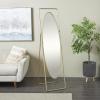 imageDeco 79 Metal Geometric Room Floor Mirror Oval Entryway Mirror with Rectangular Frame and Stand Free Standing Mirror 17quot x 20quot x 66quot Gold