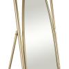 imageDeco 79 Metal Geometric Room Floor Mirror Oval Entryway Mirror with Rectangular Frame and Stand Free Standing Mirror 17quot x 20quot x 66quot Gold