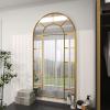 imageDeco 79 Metal Room Wall Mirror Arched Window Pane Entryway Mirror Wall Mounted Mirror 32quot x 1quot x 60quot Gold