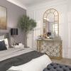 imageDeco 79 Metal Room Wall Mirror Arched Window Pane Entryway Mirror Wall Mounted Mirror 32quot x 1quot x 60quot Gold