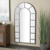 imageDeco 79 Metal Room Wall Mirror Window Pane Inspired Entryway Mirror with Arched Top Wall Mounted Mirror 32quot x 1quot x 60quot Black
