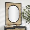 imageDeco 79 Rattan Room Wall Mirror Entryway Mirror with Black Accent Frames Wall Mounted Mirror 30quot x 2quot x 42quot Brown