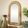 imageDeco 79 Rattan Room Wall Mirror Woven Entryway Mirror with Arched Top Wall Mounted Mirror 27quot x 3quot x 48quot Brown